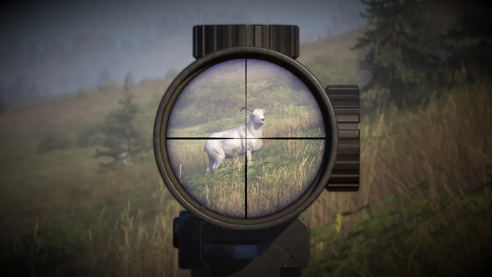 Wolf seen through a scoped rifle in Way of the Hunter 2